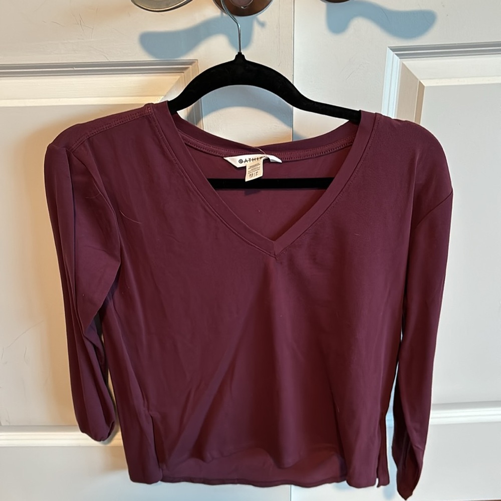Athleta Women's V-Neck Long Sleeve Top - Burgundy new with tags